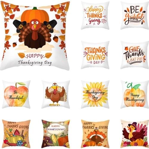 Thanks Giving Day Decorative Cushion Cover Turkey Pumpkin Throw Pillw Cover Sofa Car Office Home Decor Pillow Case 45x45cm