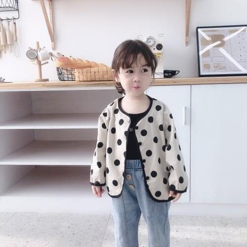Children Jacket 2019 Autumn New Girl Beige Polka Dot Coat Thin Section Sunscreen Boys And Girls Baby Jacket