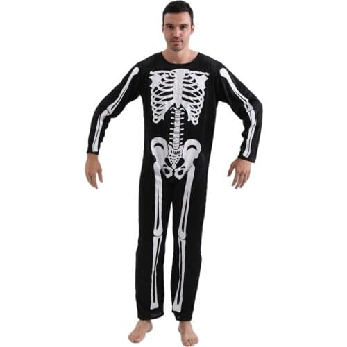 Halloween Adult Male Skull Skeleton One-Piece Suit 2021 New Fashion Carnival Party Funny Horror Cosplay One-Piece Suit