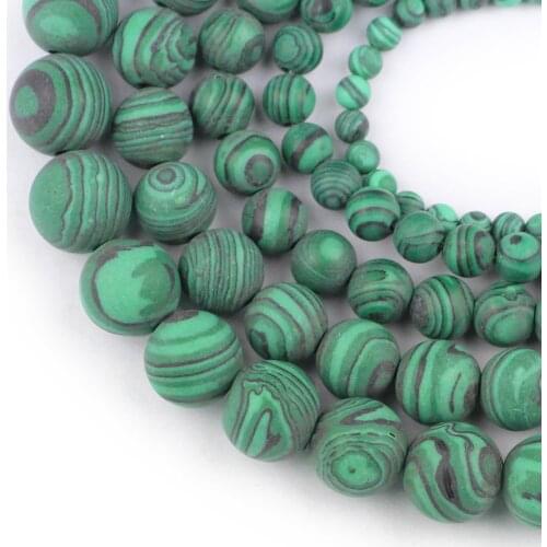 HGKLBB Green Natural Matte Malachite Round Loose beads for jewelry making 4/6/8/10/12mm Peacock Stone Bracelet accessories DIY
