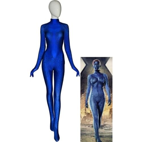 Mystique Cosplay Costume spandex Xmen Mystique costume 3D Print X-men Superhero Halloween zentai catsuit girls