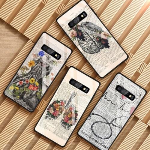 Medical medicine Tempered Glass Phone Case For Samsung Galaxy S8 S9 S10 S20 PLUS J8 J6 J4 2018 NOTE 8 9 10 Cover Shell