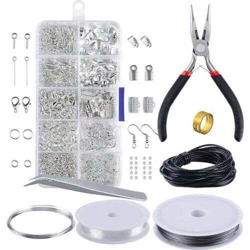 Jewelry Making Kit Jewelry Findings Starter Set Jewelry Beading Making and Repair Tools Pliers Silver Beads Wire Starter Tool