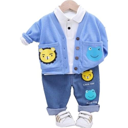New Spring Autumn Baby Girl Clothes Children Boys Cotton Jacket T Shirt Pants 2Pcs/sets Kids Fashion Costume Toddler Tracksuits