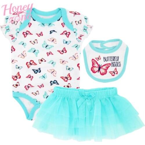 Honeyzone 3pcs Newborn Baby Girl Clothes 2019 New Arrival Short Sleeve Bodysuit Clothes Set Summer Wear 0-12m Roupa Menina