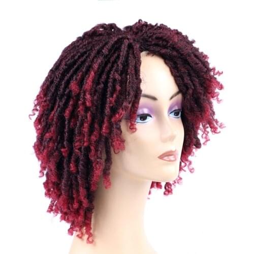 Qp Hair Dreadlock Wig Braided Twist Black Brown Short Curly Heat Resistant Fiber Synthetic Daily Party Dreadlocks Wigig