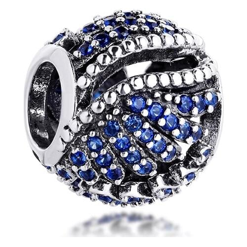 Fit for Pandora Bracelets Majestic Feathers Beads with Blue Cubic Zirconia 925 Sterling Silver Charms Jewelry Free Shipping