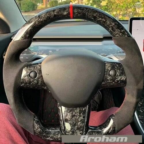 Premium Black Forging Carbon Fiber Steering Wheel For Tesla Model 3 2017 2018 2019 2020