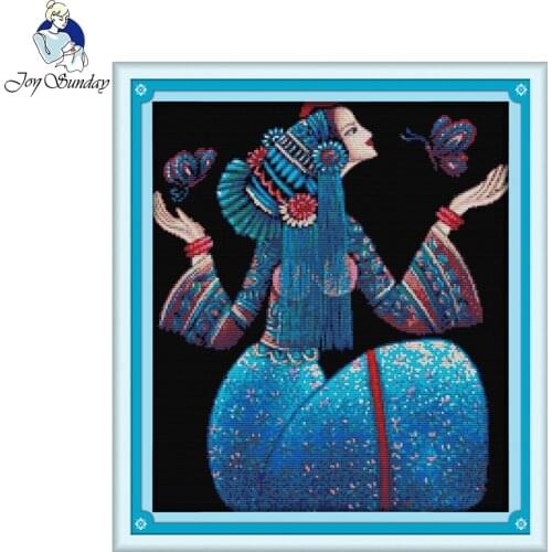 Joy sunday figure style Yunnan dense color painting spring gilr easy beginner cross stitch kits embroidery painting by diy