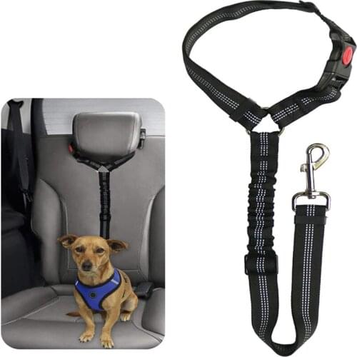 Dog Cat Supplies Safety Strap Car Headrest Restraint Adjustable Elastic Nylon Dog Restraints Seatbelts Pet Accessories