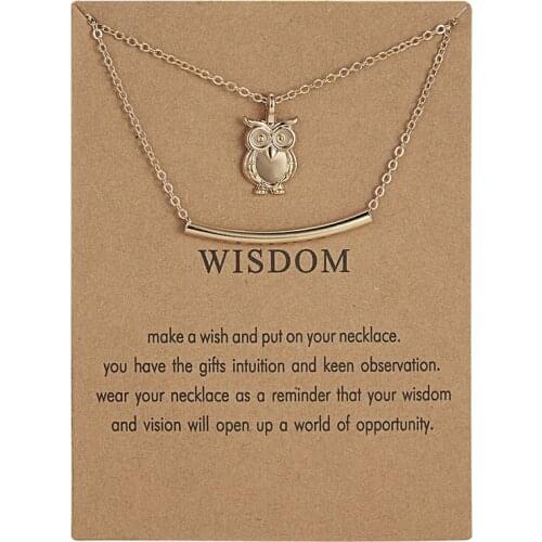 Rinhoo Minimalist Fashion Wisdom Card Owl Animal Necklace Pendant For Women Choker Chain Necklace Pendant Jewelry