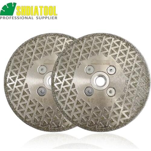 SHDIATOOL 2pcs 4.5" Coated diamond cutting & grinding disc M14 flange granite marble 115MM Both side coated diamond blade