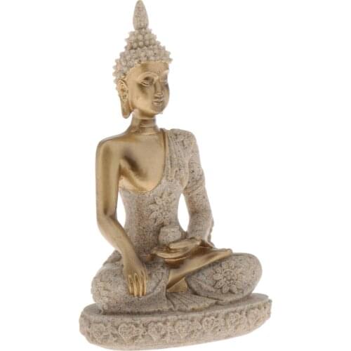 Meditation Seated Buddha Statue Sandstone Decor Figurine Home Decor Ornaments