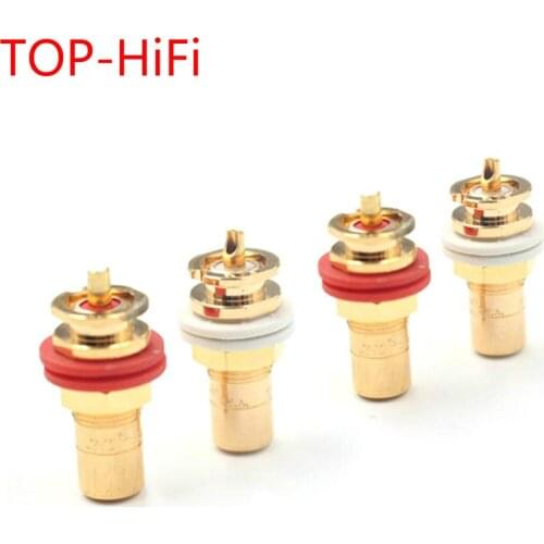 TOP-HiFi 4pcs CMC Audio Panel Mount Gold Plated RCA Female Socket plug Jack Audio Amplifier Chassis Phono Connector