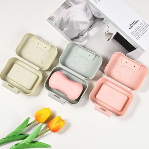 Smiling Face Soap Box Dish Waterproof Travel Portable Plastic Case Seal Soap Holder with Lid