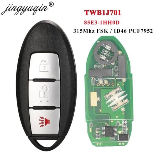 Jingyuqin Smart Remote Car Key 315MHz ID46 pcf7952 \for NISSAN March Sunny Tiida Livina Sylphy Altima Maxima 3 Button Keyless go