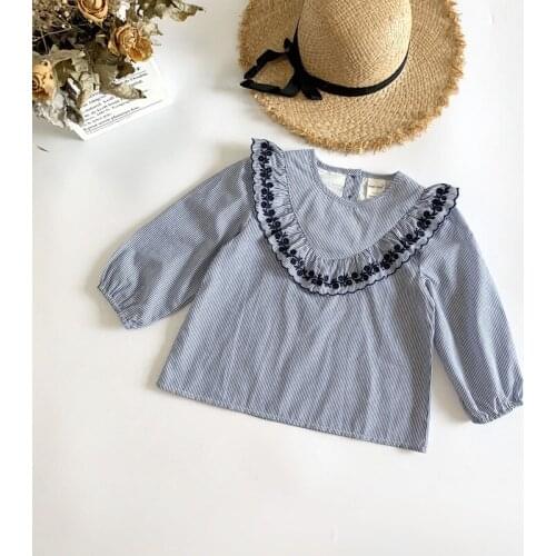 2020 Spring Toddler Girl Shirts Fashion Korean Stripe Long Sleeves Tops for Girl Kids Clothing 2 3 4 5 6 7 Years Child Shirts