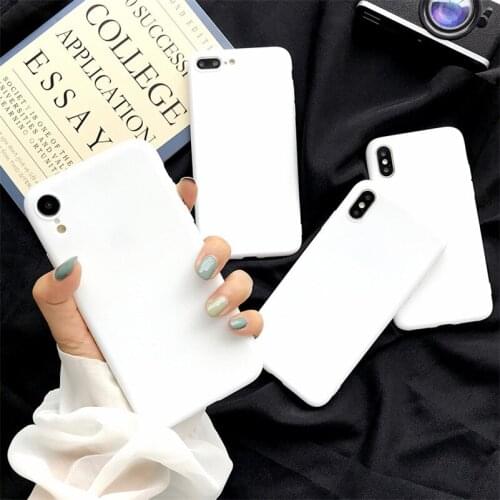White Candy Color Phone Case for iPhone XR X XS 11 12 Pro Max Soft Silicone Luxury Case for iPhone 6 6s 7 8 Plus Couple Cover
