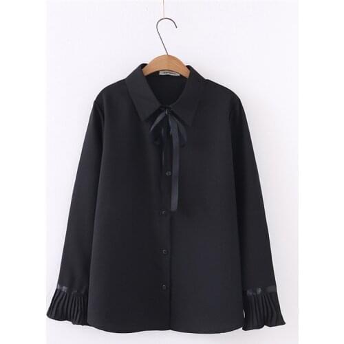 Women sweet lace patchwork floral striped shirt flare sleeve ruffled collar blouse pleated fashion tops blusas