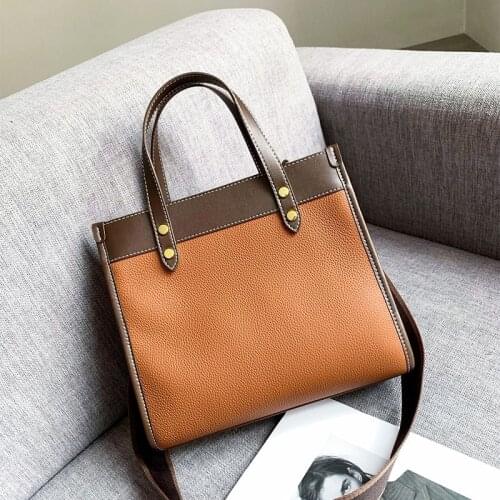 Women Handbags 2021 Fashion Bag Luxury Designer Casual Tote Genuine Leather Cow Skin Mosaic Color Lady High Grade Versatile Bag