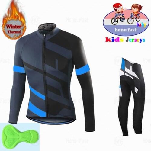 Winter Cycling Clothing Kids Cycling Jersey Set Long Sleeve Clothes Thermal Fleece Pro MTB Uniform Cold Protection Keep Warm