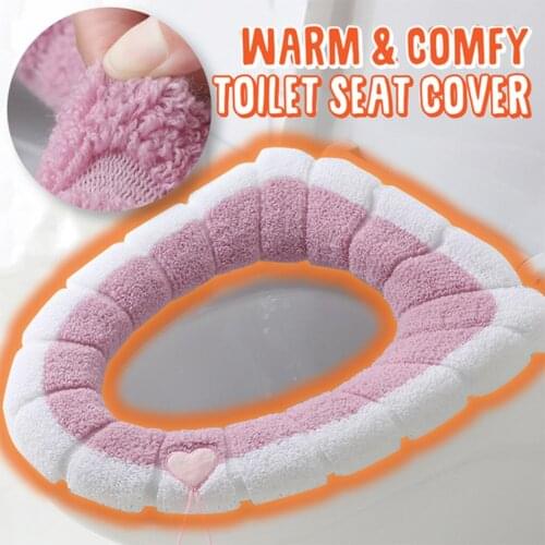 1PC Warm Comfy Toilet Seat Cover Bathroom Toilet Seat Closestool Washable Soft Warmer Mat Cover Pad Cushion Tapa WC Mat