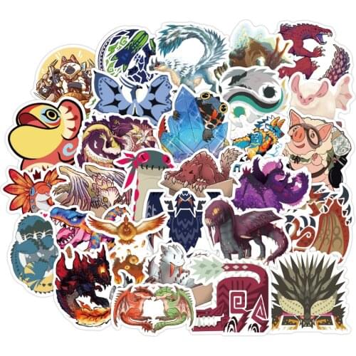 10/30/50PCS New Monster Hunter Anime Cartoon Graffiti Sticker PVC Suitcase Car Helmet Luggage Waterproof Sticker Wholesale