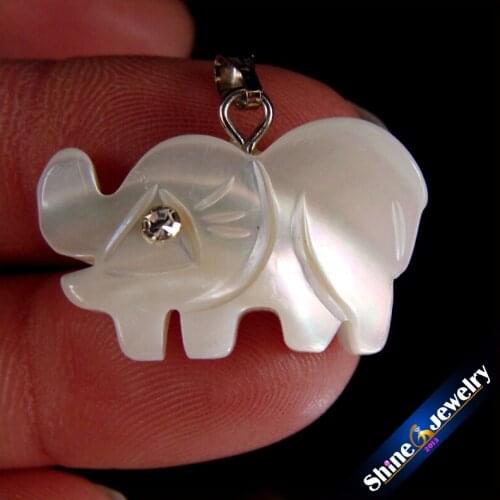 10PCS Hand Carved Elephants Natural Mother of Pearl Shell Charm Necklace Women Pendant DIY Jewelry Making Beads New Collier