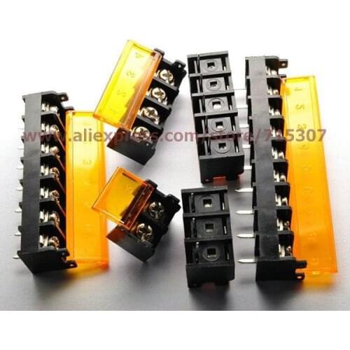 PHISCALE 10 pcs barrier terminal block with cover 9.5mm 2pin 300V 30A
