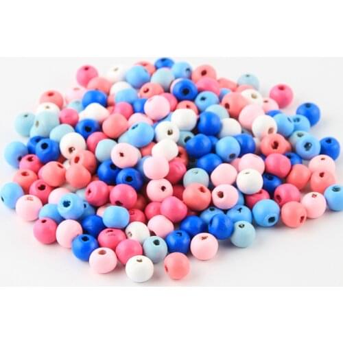 200Pcs 8mm Wooden Beads Lead-free Wood Findings For DIY Crafts Kids Toys Necklace Pacifier Clip Spacer Balls Bead perle en bois