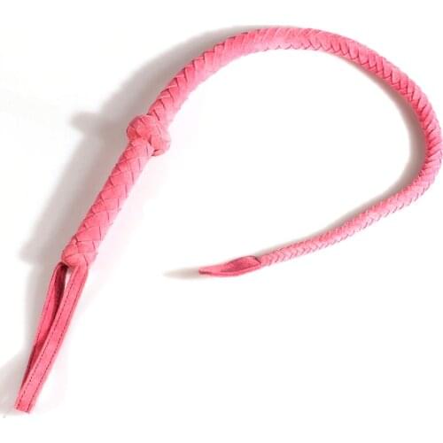 85cm Pink/Black braided suede leather whip, leather Horse whip, flirting leather sex whip,adult sex products