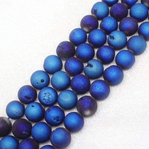 Wholesale Blue Plating agates, Smile agates Round Beads15",For DIYJewelry making!We provide mixed wholesale for all items