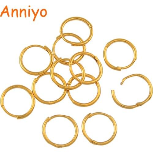 Anniyo 24pairs / Diameter 1.6CM / Marshall Gold Color Spring Ring Earrings for Women Girls Kiribati Jewelry Gifts #141506