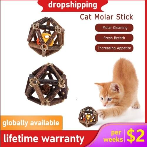 Wooden Cats Catnip Toys Natural Mint Ball Cat Snacks Cat Grass Ball Play Hairball Clean Teeth Spit Hair Hairy Ball Control Pet