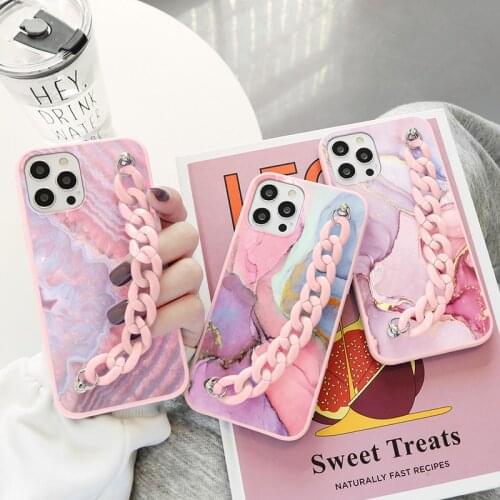 For Samsung Galaxy A70 A50 A51 A71 A52 A72 A12 A32 A21S S20 FE S21 Ultra S10E S10 S9 Plus S8 A40 A31 Marble Bracelet Chain Cases