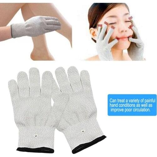 1 Pair Electrode Massage Gloves Conductive Fiber Tens Relief Therapy Massager Hand Body Acupuncture Pain For Pulse H2K4