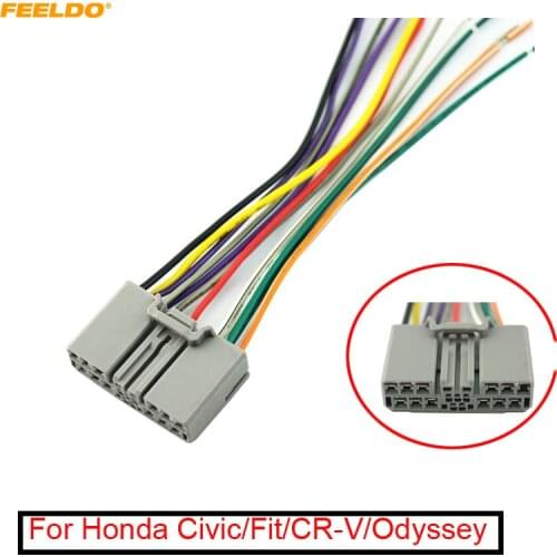 FEELDO 1Pc Car Audio CD Player Radio Stereo Wiring Harness Adapter Jack For Honda Civic/Fit/CR-V/Odyssey #FD-1611