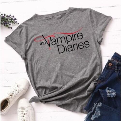 The Vampire Diaries T Shirt Summer Harajuku Tee Tops Girls comfortable Short Sleeve cotton Tee Shirt Casual T Shirt Tracksuits