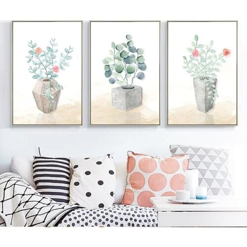 The Interesting Floral Canvas Paintings In The Bottle Decorate The Family Living Room