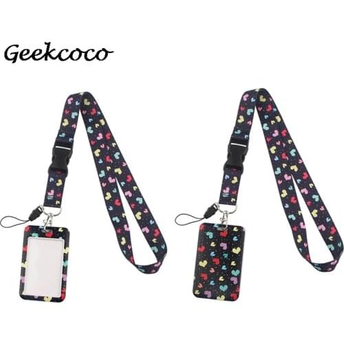 J2039 Cartoon Heart Card Holders Case Phone Key Badge Camera USB Holders Neck Rope Lanyard with Keyring