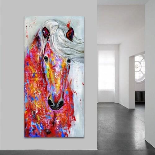 QKART Wall Art Painting Canvas Home Paintings Print Animal Picture The Horse Portrait For Living Room Home Decor No Frame