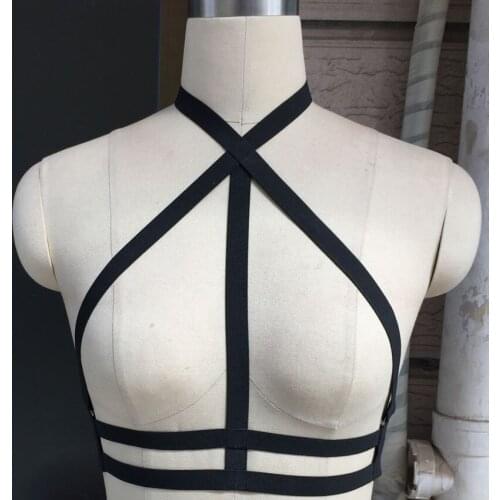 Summer style harness Gothic body cage bra Harajuku Elastic belt harness sexy lingerie adult Pole dance body cage harness bra