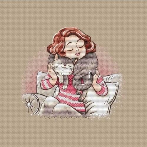 Cute kitten 25-24 Cross Stitch Set Cross-stitch Kit Embroidery Needlework Craft Packages Cotton Fabric Floss