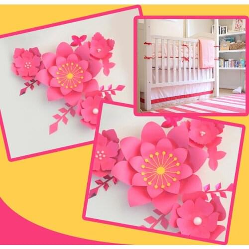 Handmade Rose Easy Made DIY Paper Flowers Rose Leaves Set For Nursery Wall Deco Baby Shower Girls Room Backdrop Video Tutorials