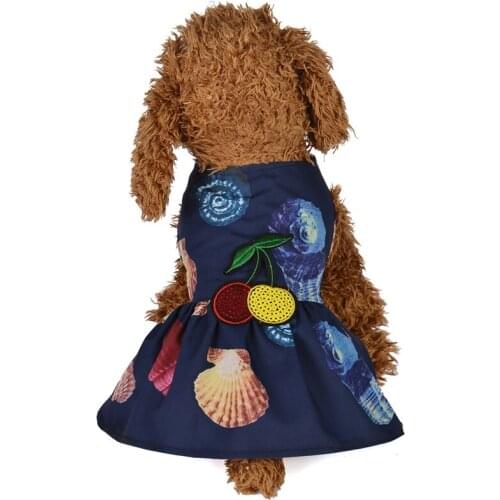 New 2018 Fashion Style Summer Conch Print Pet Dog Dress Clothes Cute Princess Puppy Dresses For Small Dog Chihuahua
