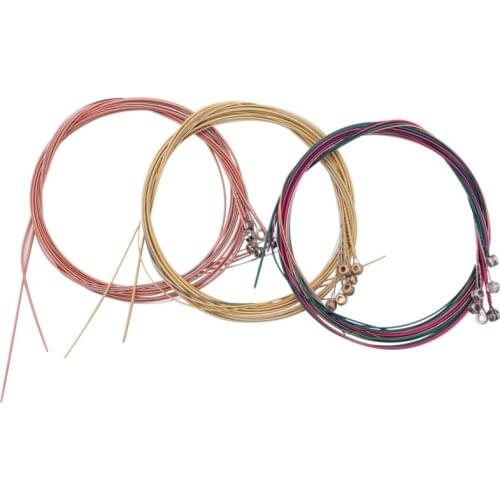 New 3 Sets Guitar Strings Replacement Steel String for Acoustic Guitar (1 Brass Set, 1 Copper Set and 1 Multicolor Set)
