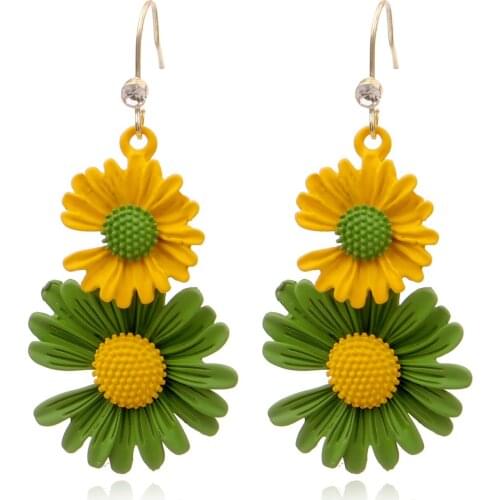 New Lovely Multicolor Daisy Earrings Flower Drop Earrings For Women Girls Elegant Cute Dangle Earrings Fashion Jewelry Gift