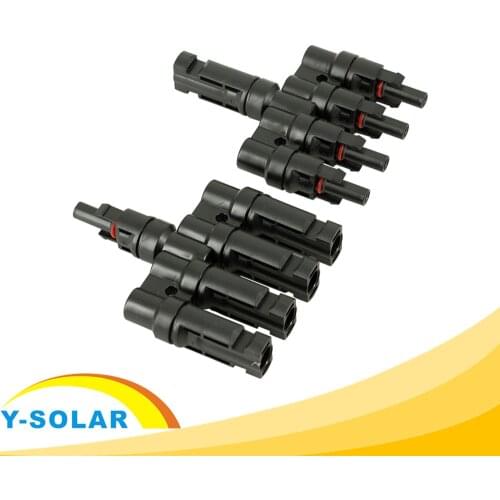 One Pair Solar 4T Connector One to Four Combiner T Branch Solar Panel Waterproof PV Branch Connector Cable Connector Parallel