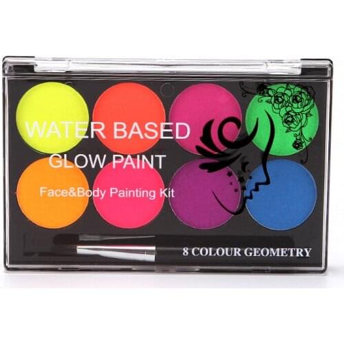 Wholesale 24pcs/lot luminiscent paint Face Body Art Paint UV glow in the dark makeup Party Fancy Dress Beauty pintura facial
