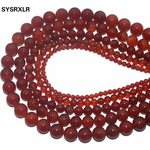 Wholesale Natural Round Red Agat Stone Beads For Jewelry Making DIY Bracelet Necklace Material 4/ 6/8/10/12 MM Strand 15